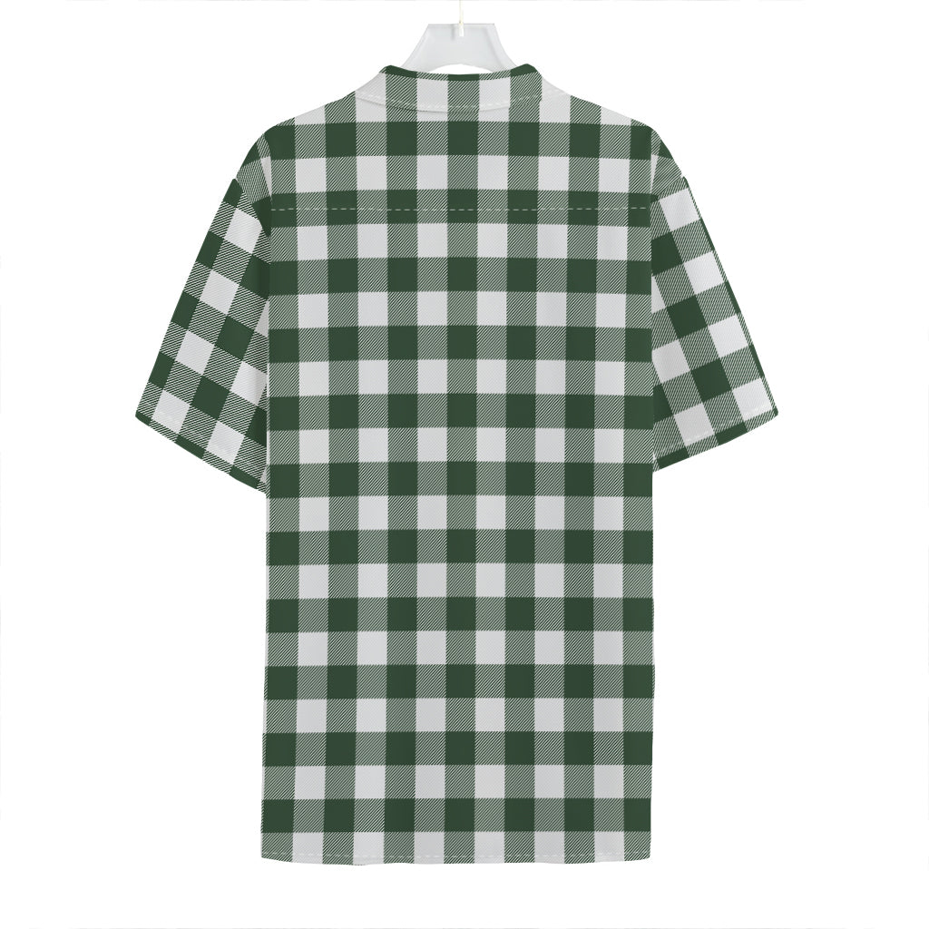 Forest Green Buffalo Check Pattern Print Hawaiian Shirt