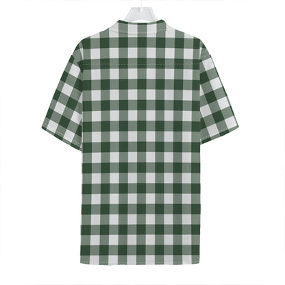 Forest Green Buffalo Check Pattern Print Hawaiian Shirt