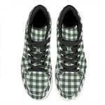 Forest Green Buffalo Check Pattern Print High Top Leather Sneakers