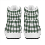 Forest Green Buffalo Check Pattern Print High Top Leather Sneakers