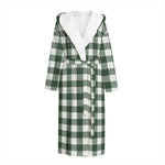 Forest Green Buffalo Check Pattern Print Hooded Bathrobe