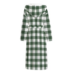 Forest Green Buffalo Check Pattern Print Hooded Bathrobe