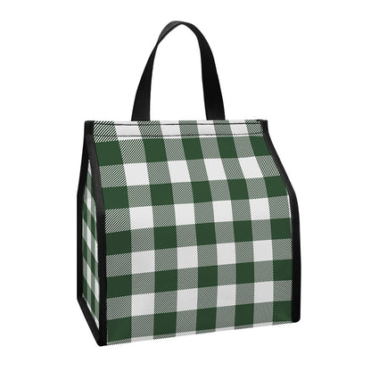 Forest Green Buffalo Check Pattern Print Insulated Lunch Tote