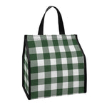 Forest Green Buffalo Check Pattern Print Insulated Lunch Tote