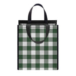 Forest Green Buffalo Check Pattern Print Insulated Lunch Tote