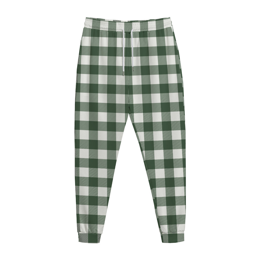 Forest Green Buffalo Check Pattern Print Jogger Pants