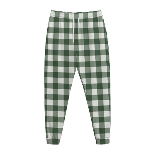 Forest Green Buffalo Check Pattern Print Jogger Pants