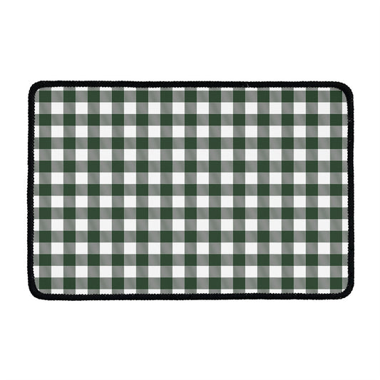 Forest Green Buffalo Check Pattern Print Kitchen Mat