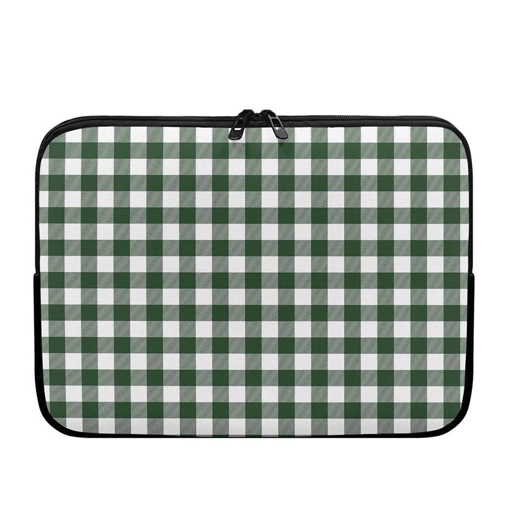 Forest Green Buffalo Check Pattern Print Laptop Sleeve