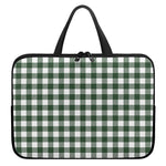 Forest Green Buffalo Check Pattern Print Laptop Sleeve With Handle