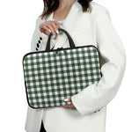 Forest Green Buffalo Check Pattern Print Laptop Sleeve With Handle