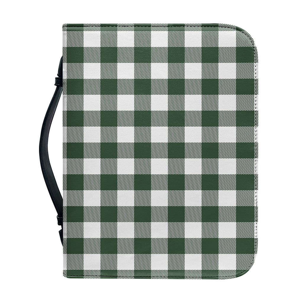Forest Green Buffalo Check Pattern Print Leather Bible Cover