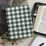 Forest Green Buffalo Check Pattern Print Leather Bible Cover