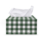 Forest Green Buffalo Check Pattern Print Leather Tissue Box Cover