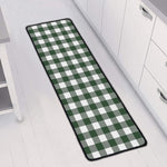 Forest Green Buffalo Check Pattern Print Long Kitchen Mat
