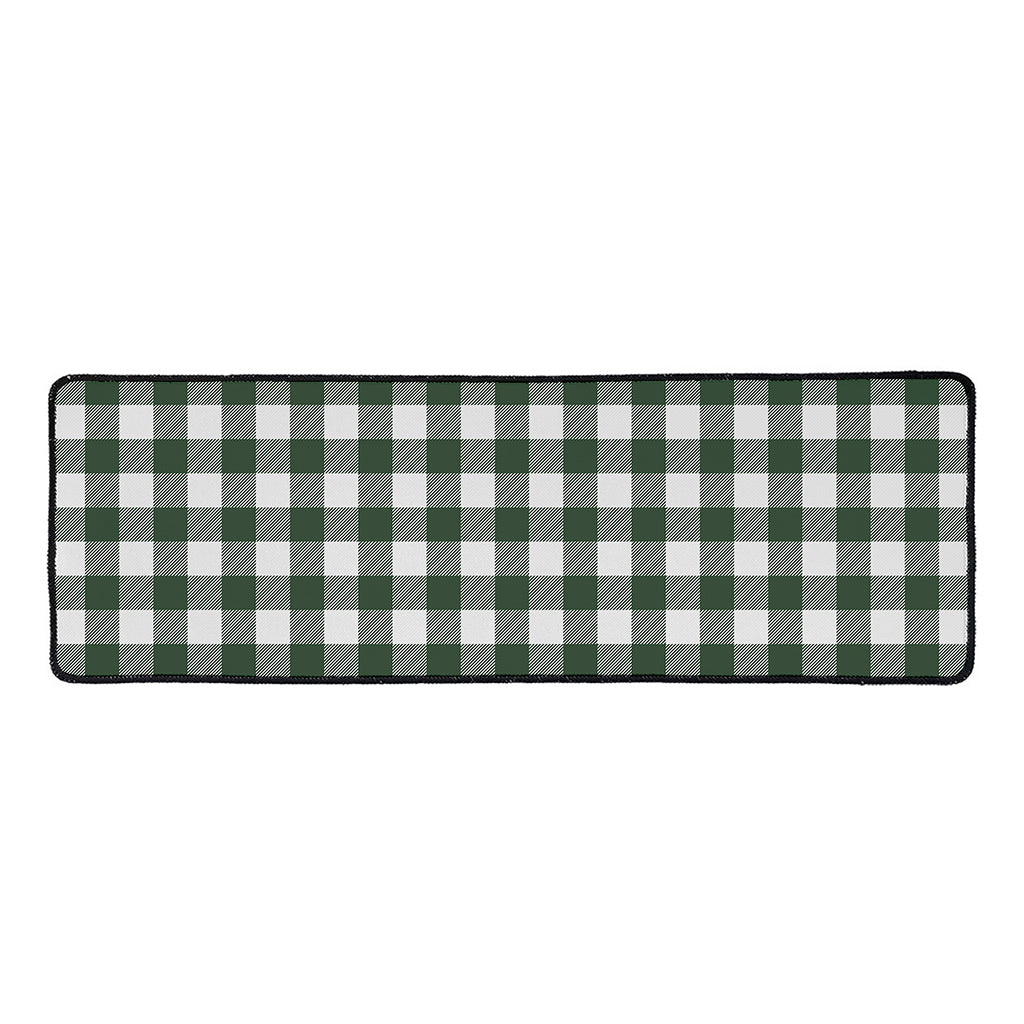 Forest Green Buffalo Check Pattern Print Long Kitchen Mat