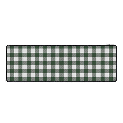 Forest Green Buffalo Check Pattern Print Long Kitchen Mat