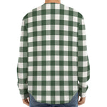 Forest Green Buffalo Check Pattern Print Long Sleeve Baseball Jersey