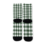 Forest Green Buffalo Check Pattern Print Long Socks