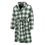 Forest Green Buffalo Check Pattern Print Men's Bathrobe