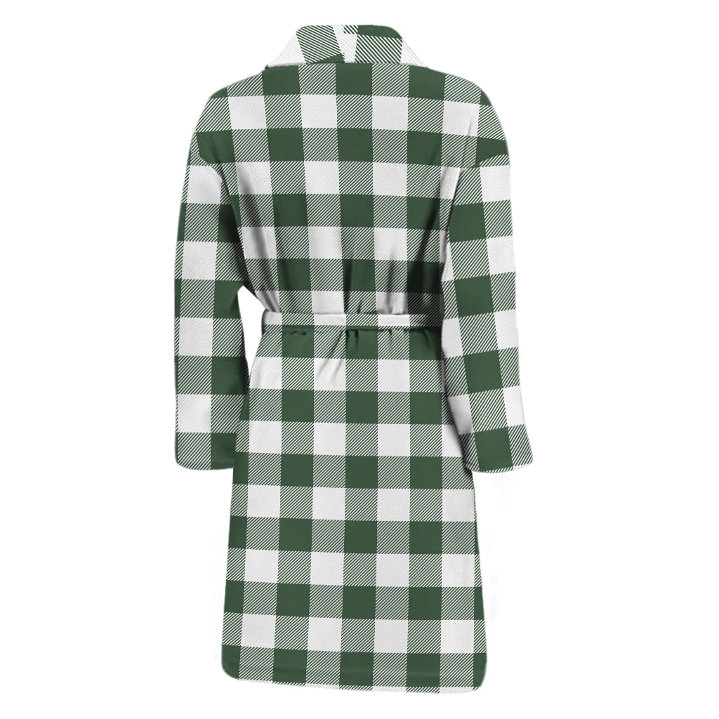 Forest Green Buffalo Check Pattern Print Men's Bathrobe