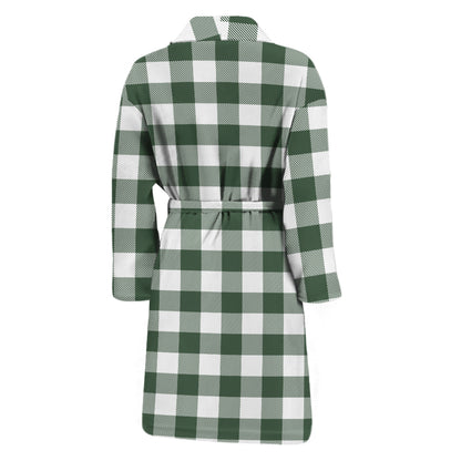 Forest Green Buffalo Check Pattern Print Men's Bathrobe