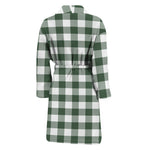 Forest Green Buffalo Check Pattern Print Men's Bathrobe