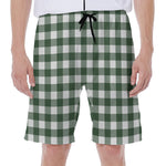 Forest Green Buffalo Check Pattern Print Men's Beach Shorts