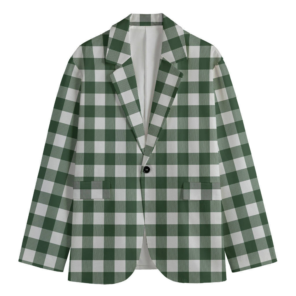 Forest Green Buffalo Check Pattern Print Men's Blazer
