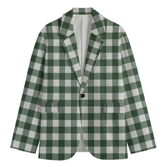 Forest Green Buffalo Check Pattern Print Men's Blazer