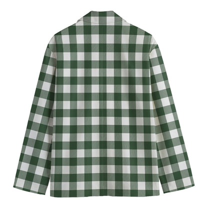 Forest Green Buffalo Check Pattern Print Men's Blazer