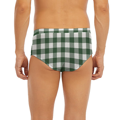 Forest Green Buffalo Check Pattern Print Men's Briefs