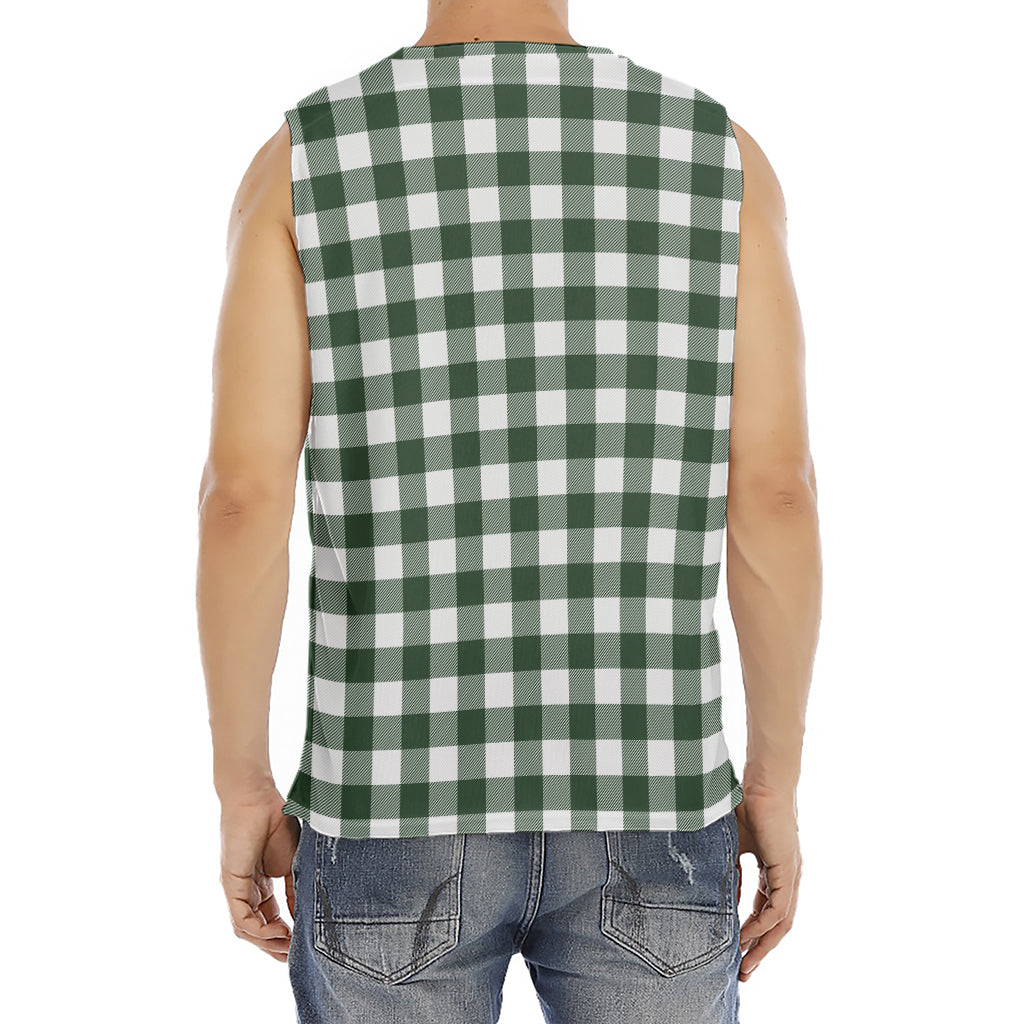 Forest Green Buffalo Check Pattern Print Men's Fitness Tank Top
