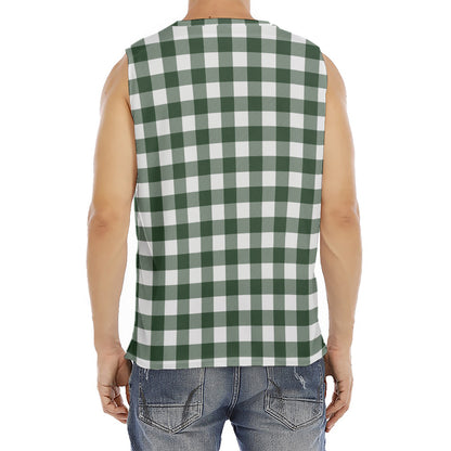 Forest Green Buffalo Check Pattern Print Men's Fitness Tank Top