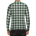 Forest Green Buffalo Check Pattern Print Men's Long Sleeve Rash Guard