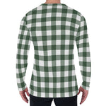 Forest Green Buffalo Check Pattern Print Men's Long Sleeve T-Shirt