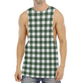 Forest Green Buffalo Check Pattern Print Men's Muscle Tank Top
