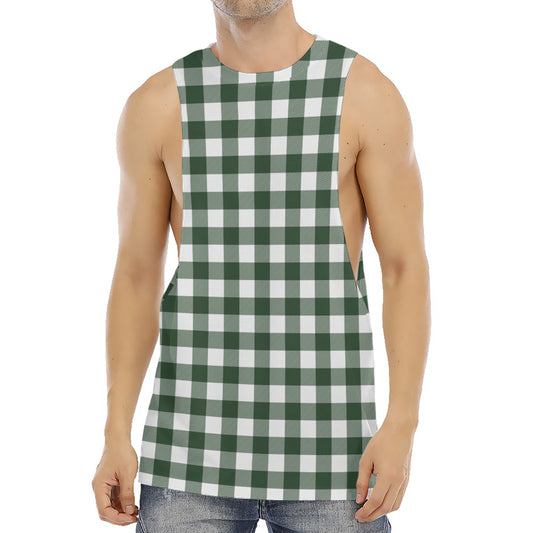 Forest Green Buffalo Check Pattern Print Men's Muscle Tank Top