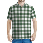 Forest Green Buffalo Check Pattern Print Men's Polo Shirt
