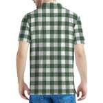 Forest Green Buffalo Check Pattern Print Men's Polo Shirt