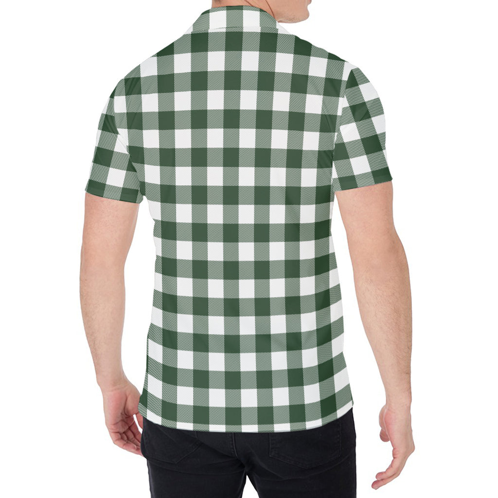 Forest Green Buffalo Check Pattern Print Men's Shirt