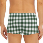 Forest Green Buffalo Check Pattern Print Men's Short Boxer Briefs