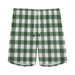 Forest Green Buffalo Check Pattern Print Men's Sports Shorts