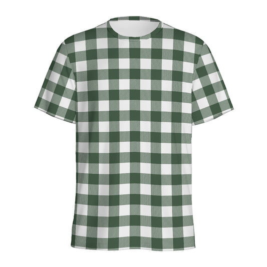 Forest Green Buffalo Check Pattern Print Men's Sports T-Shirt