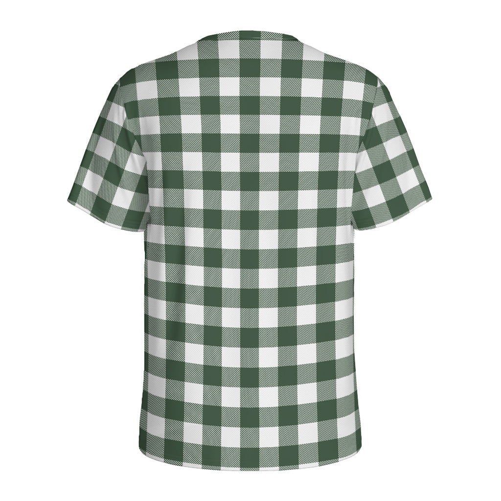 Forest Green Buffalo Check Pattern Print Men's Sports T-Shirt