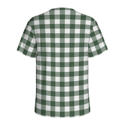 Forest Green Buffalo Check Pattern Print Men's Sports T-Shirt