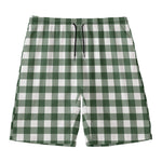 Forest Green Buffalo Check Pattern Print Men's Swim Trunks