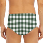Forest Green Buffalo Check Pattern Print Men's Triangle Swim Briefs