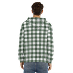 Forest Green Buffalo Check Pattern Print Men's Velvet Pullover Hoodie