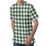 Forest Green Buffalo Check Pattern Print Men's Velvet T-Shirt